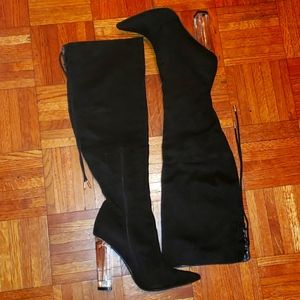 USED Shoe Dazzle Sassy Black 8.5 Heeled Boots
